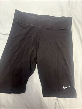 Nike Women's Black Athletic Bike Shorts with White Swoosh